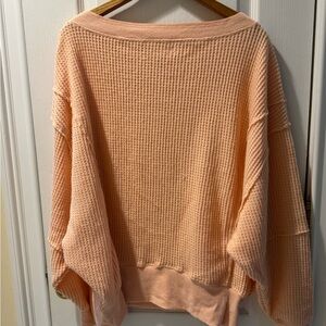 Out From Under Peach Homebody Waffle Knit Sweater